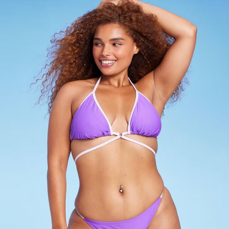 Women's Strappy Ring Front Triangle Bikini Top - Wild Fable™ Purple | Target