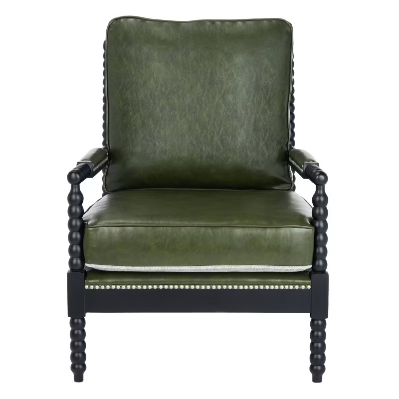 Annabelle Leather Armchair Forest Green - Safavieh | Target