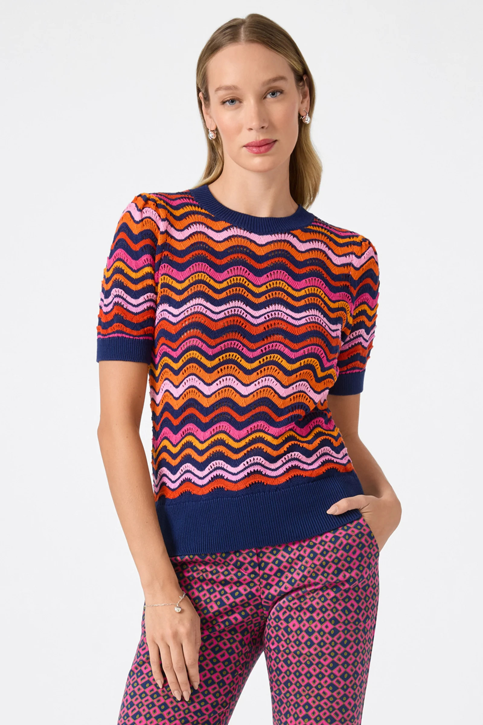 Marbella Wavy Knit Pullover | Trina Turk