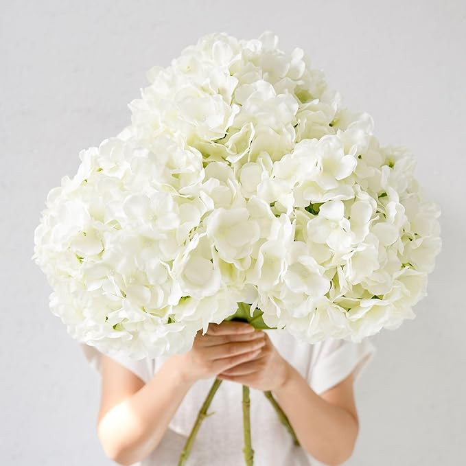 3pcs Extra Large Realistic White Hydrangea Artificial Flowers Faux Hydrangea Flowers Fake Hydrang... | Amazon (US)