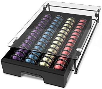 EVERIE Crystal Tempered Glass Top Organizer Drawer Holder Compatible with Nespresso Vertuo Capsul... | Amazon (US)