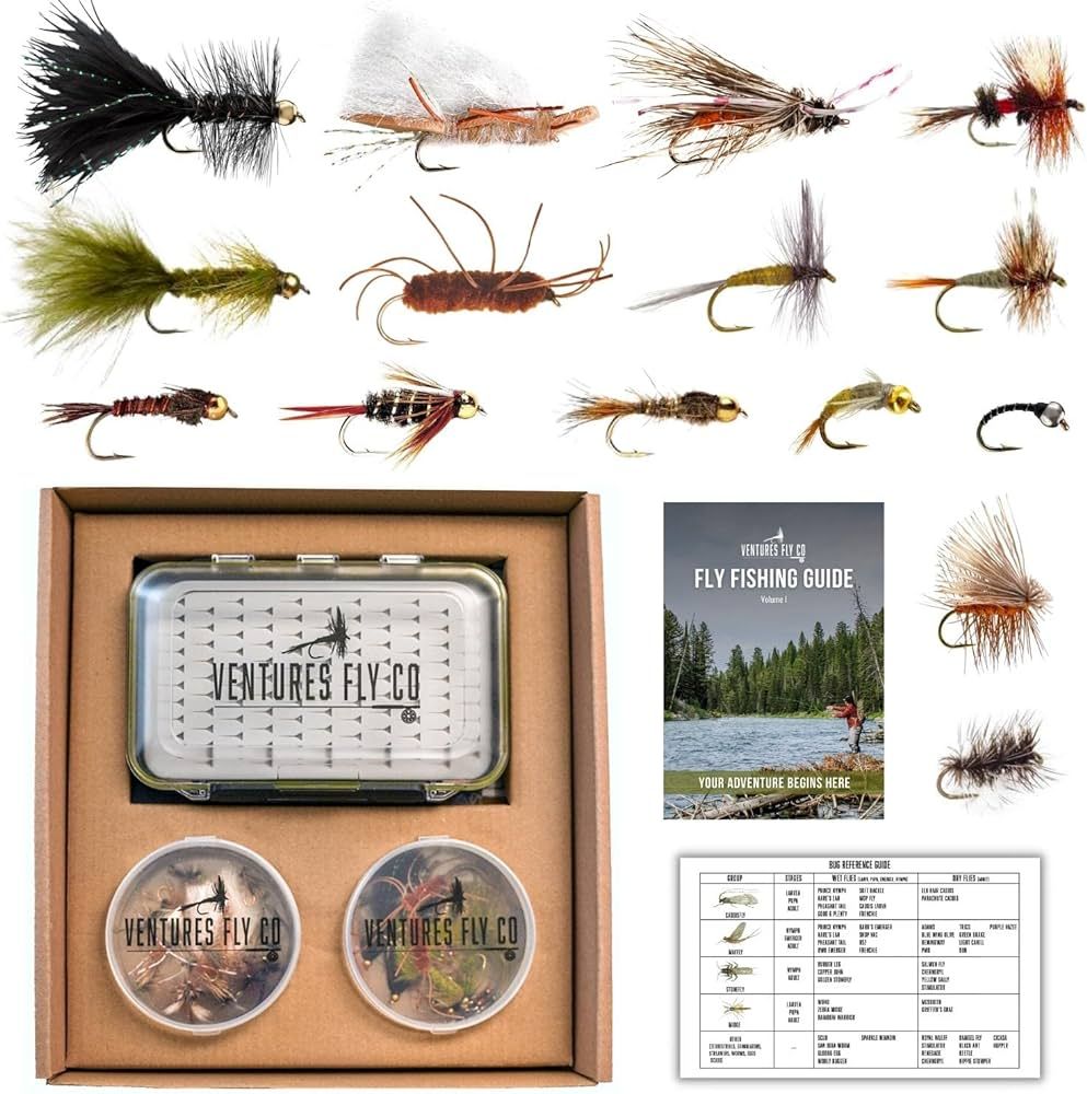 | 40 Premium Hand Tied Fly Fishing Flies Assortment | Fly Box Included | Dry, Wet, Nymphs, Stream... | Amazon (US)