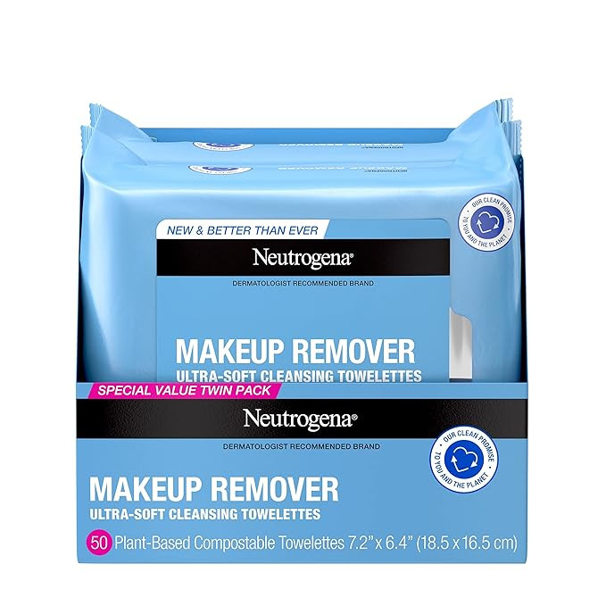 Neutrogena Makeup Remover Cleansing Face Wipes, Daily Cleansing Facial Towelettes Remove Makeup &... | Amazon (US)