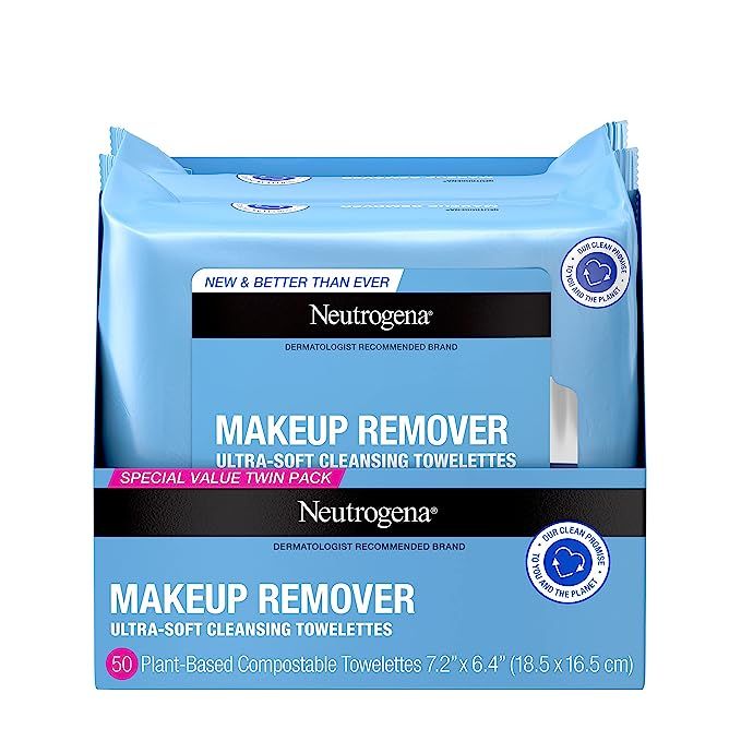 Neutrogena Makeup Remover Cleansing Face Wipes, Daily Cleansing Facial Towelettes Remove Makeup &... | Amazon (US)