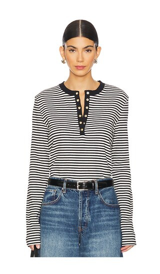 Alessia Long Sleeve Tee in Cream and Black Stripe | Revolve Clothing (Global)