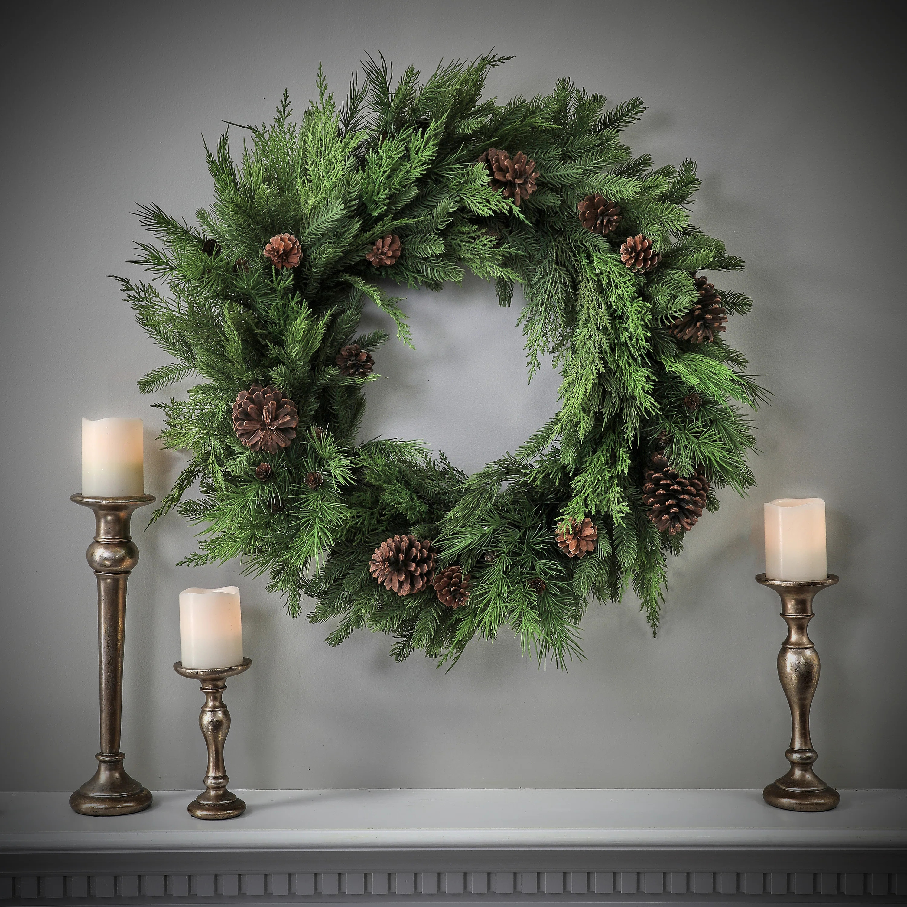 The Holiday Aisle® Natural Touch Mix Evergreen Wreath | Wayfair | Wayfair North America