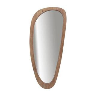 Brown 16 in. W x 36 in. H Modern Egg Shaped Wood Framed Mirror | The Home Depot