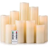 Antizer Flameless Candles Led Candles Pack of 9 (H 4" 5" 6" 7" 8" 9" x D 2.2") Ivory Real Wax Bat... | Amazon (US)