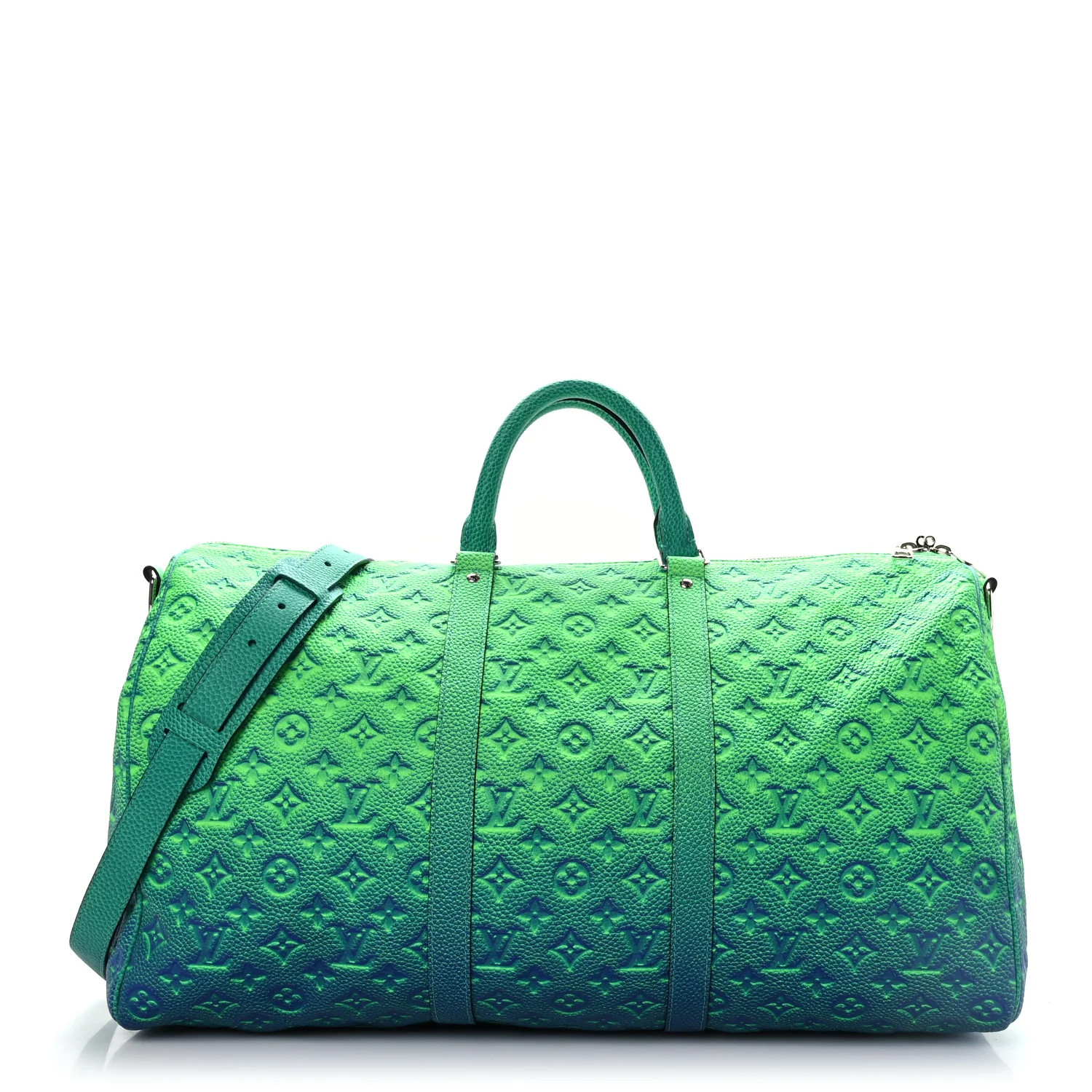 Taurillon Illusion Keepall Bandouliere 50 Bleu Vert | FASHIONPHILE (US)