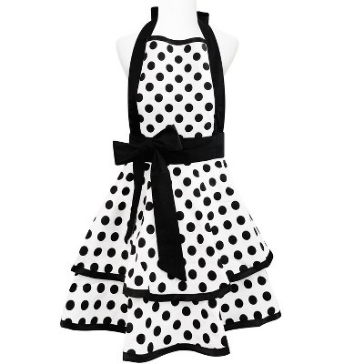 Wrapables Classic Vintage Apron, Stylish Cooking Apron, Black Dot | Target