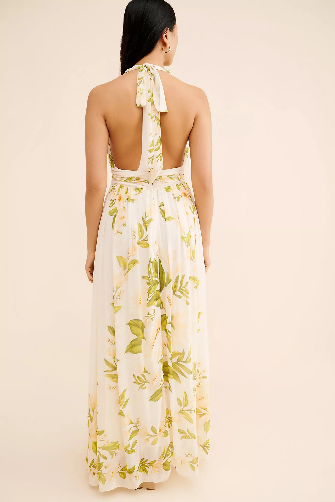 FARM Rio V-Neck Floral Chiffon Maxi Dress | Anthropologie (US)