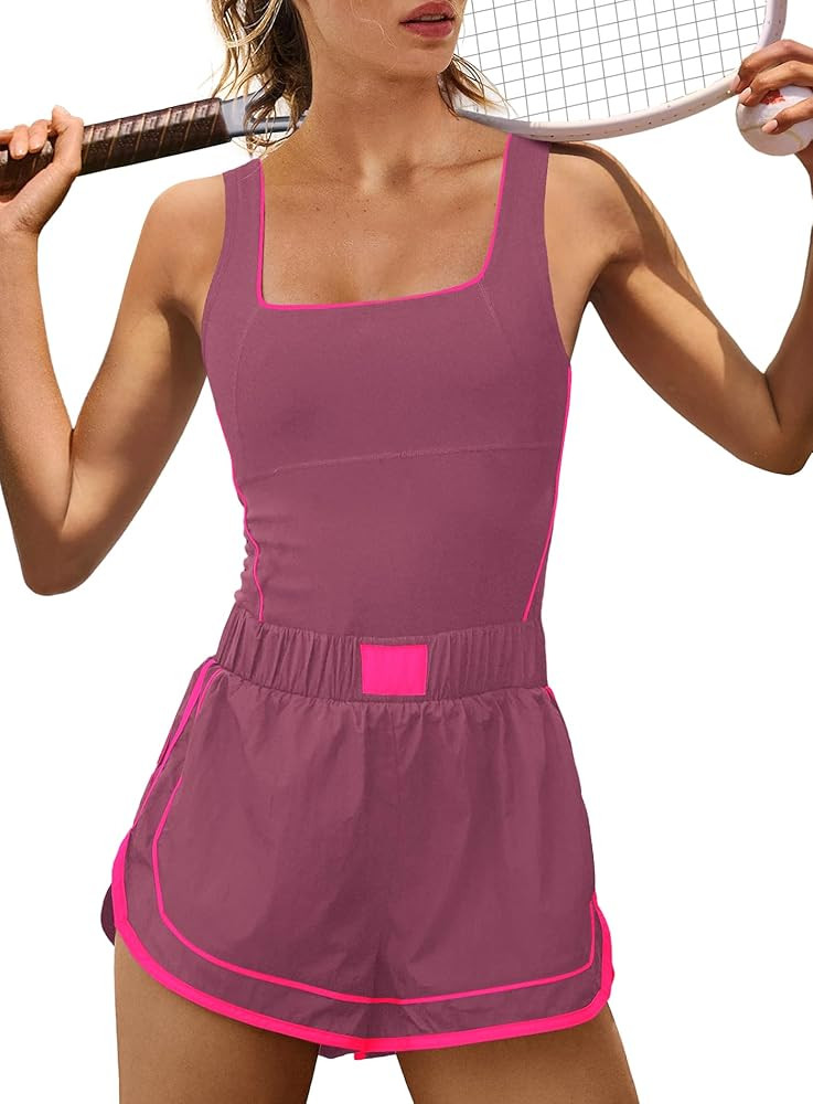 Yanekop Womens Athletic Romper Sleeveless Workout Jumpsuits Exercise Active Rompers One Piece Out... | Amazon (US)