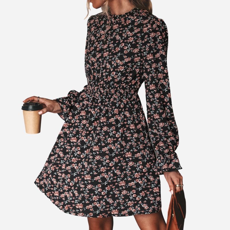 Women's Long Sleeve A-Line Mini Dress Smocked Dress - Cupshe - Black | Target
