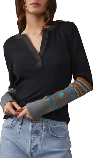 Free People Mikah Printed Cuff Thermal Top | Nordstrom | Nordstrom