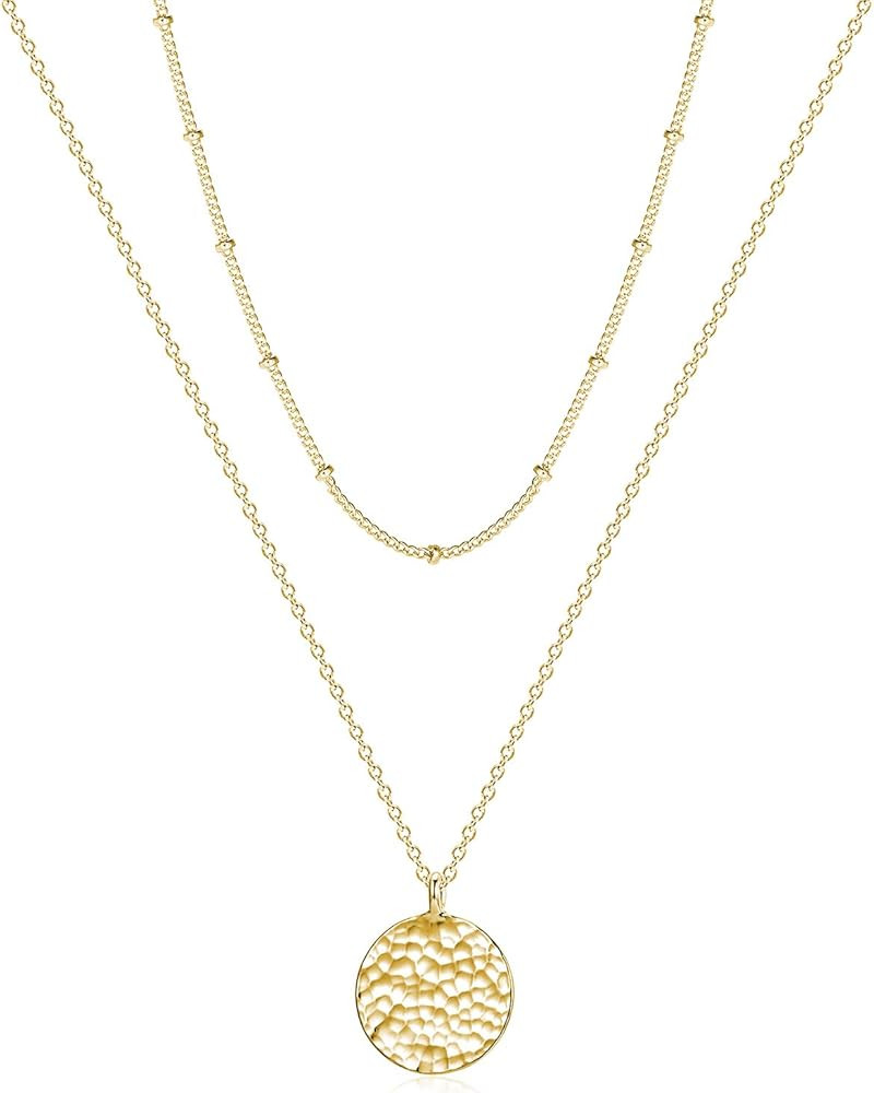 Fettero Women Moon Necklace Hammered Coin Full Karma Circle New Crescent Moon Phase Pendant Daint... | Amazon (US)