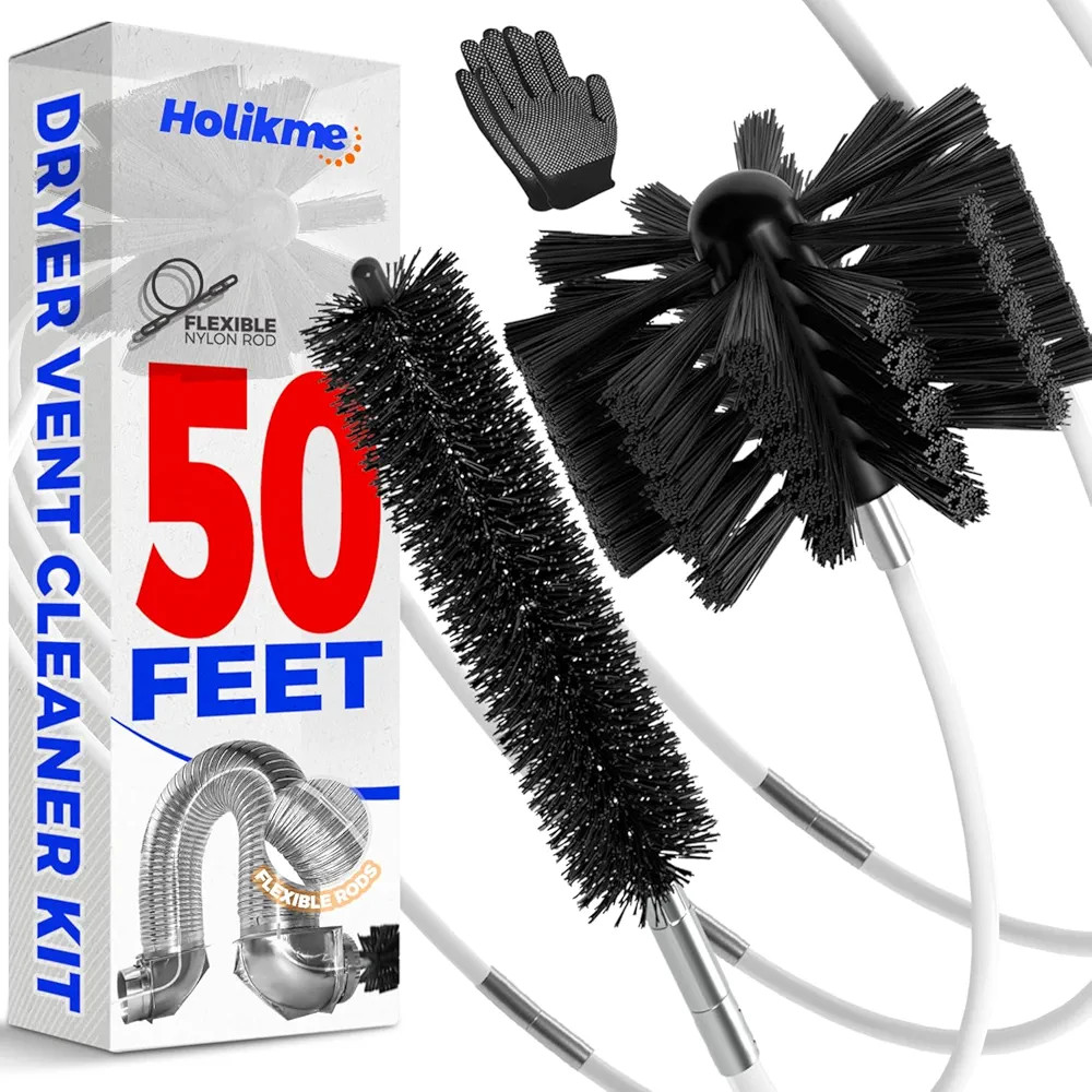 Holikme 50 Feet Dryer Vent Cleaner Kit Lint Remover Flexible Dryer Vent Cleaning Brush Extends Up... | Amazon (US)
