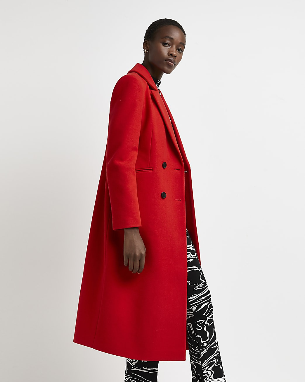 Red double breasted coat | River Island (UK & IE)