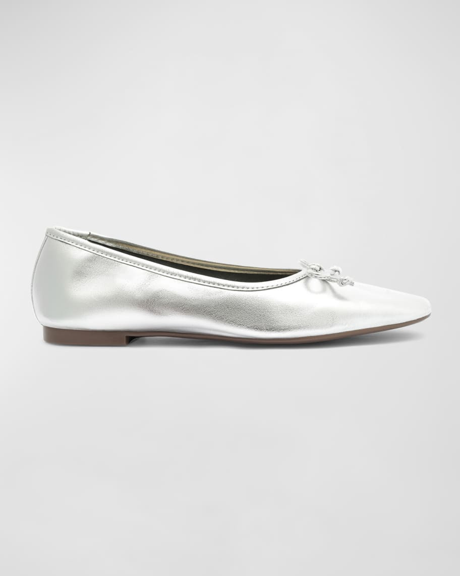 Schutz Arissa Metallic Bow Ballerina Flats | Neiman Marcus