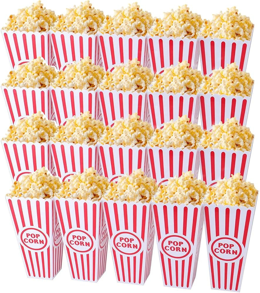 Tebery 20 Pack Plastic Open-Top Popcorn Boxes Reusable Movie Theater Style Popcorn Container Set ... | Amazon (US)