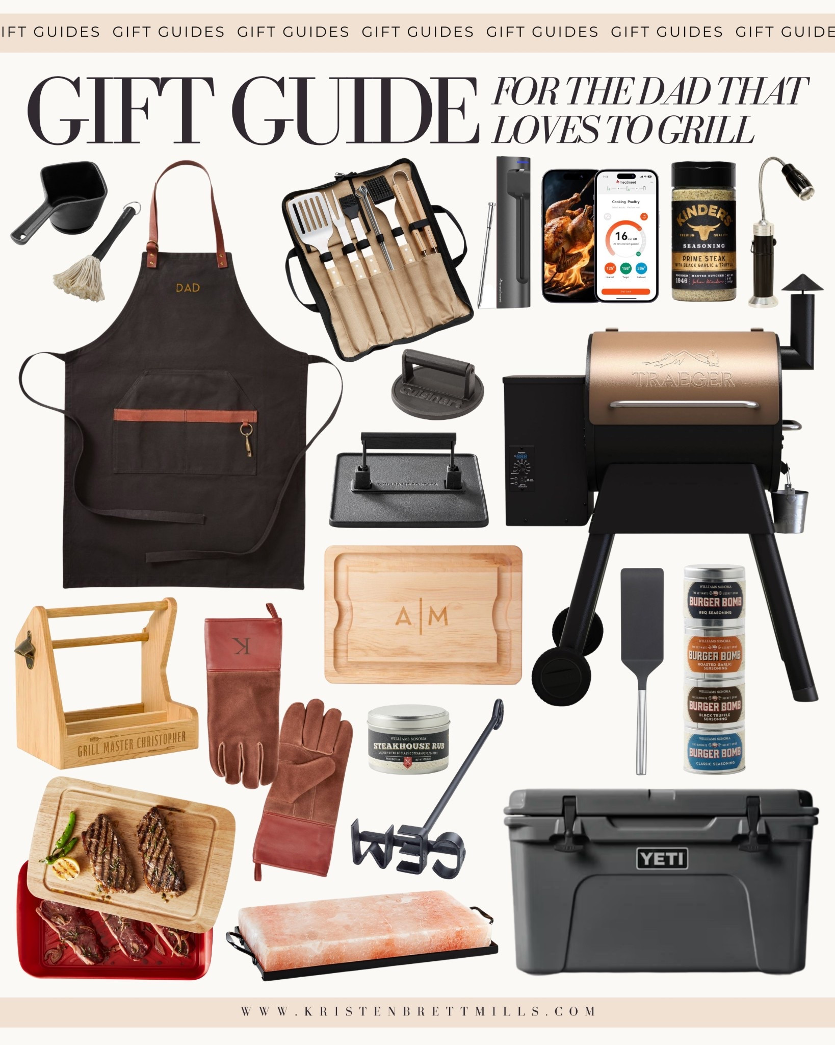 Gift guide for the dad that loves to grill

Grill tools set
Smoking wood chips
Cast-iron grill pan
Meat thermometers
BBQ dry rubs
Marinade injectors
Grill-safe gloves
Outdoor cutting boards
Portable charcoal grills
BBQ apron upgrades

#LTKMens #LTKHoliday #LTKGiftGuide