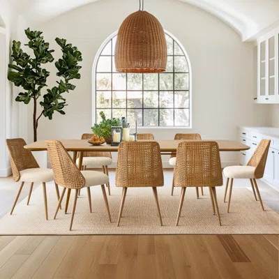 Atkins 8 - Person Dining Table Sets With Expandable Table & 8 Boucle Fabric Chairs | Wayfair North America