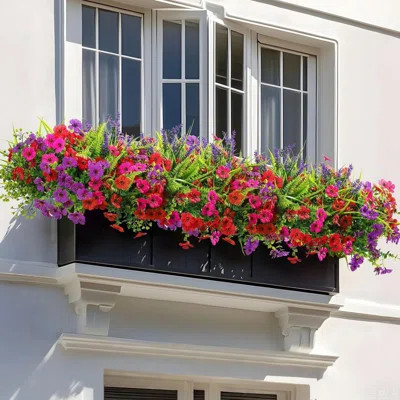 12 Bundles Outdoor Artificial Flowers With 12Pcs UV Resistant Artificial Flowers For Garden, Planters, And Outdoor DÃ©cor No Fade Fake Flowers | Wayfair North America