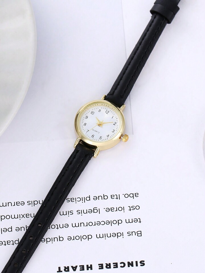 1pc Feminino Elegante Minimalista Pulseira De Couro Do Plutônio Relógio De Quartzo Com Design D... | SHEIN