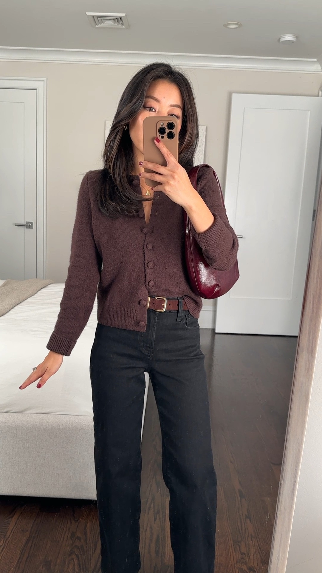 A few more try ons from the Madewell Black Friday sale - adorable & soft petite friendly cardigan (code MADEBETTER for 40% off for cyber week!)

• Cardigan in dark carob brown xs. this has a shrunken fit - my true size worked but I did size up here. Soft, no itchy, very cute shape and covered buttons 

• Perfect Vintage Wide Leg Jeans in black rinse 24P - These are one of their highest rated petite jeans, comfy with a touch of stretch. Length is great on me even with flats.

• Essential belt xxs, belts are excluded from promo 

• The medium bag in burgundy 

• Dimes Kitten Heel boots 5, these run narrow for me 

• Madewell mini Demi fine locket - so pretty and dainty!

@madewell #madewellpartner #ad


#LTKWorkwear #LTKFindsUnder100 #LTKCyberWeek