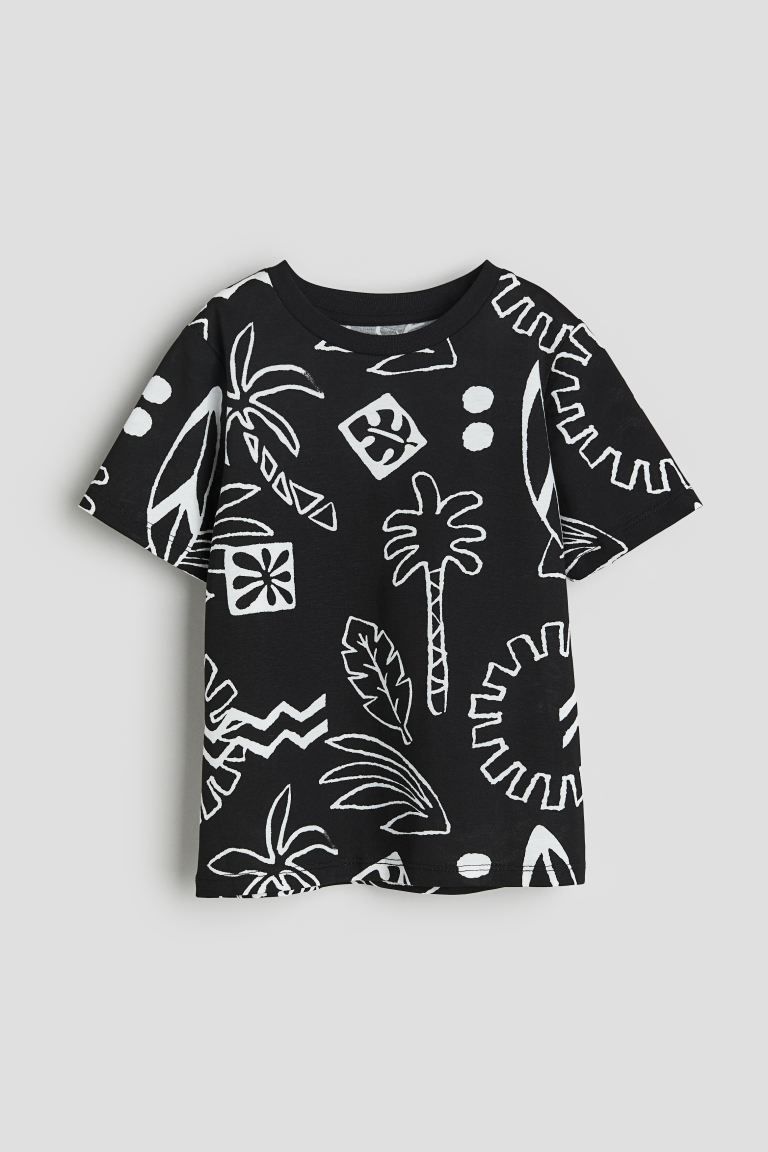 Printed T-shirt - Black/patterned - Kids | H&M US | H&M (US + CA)