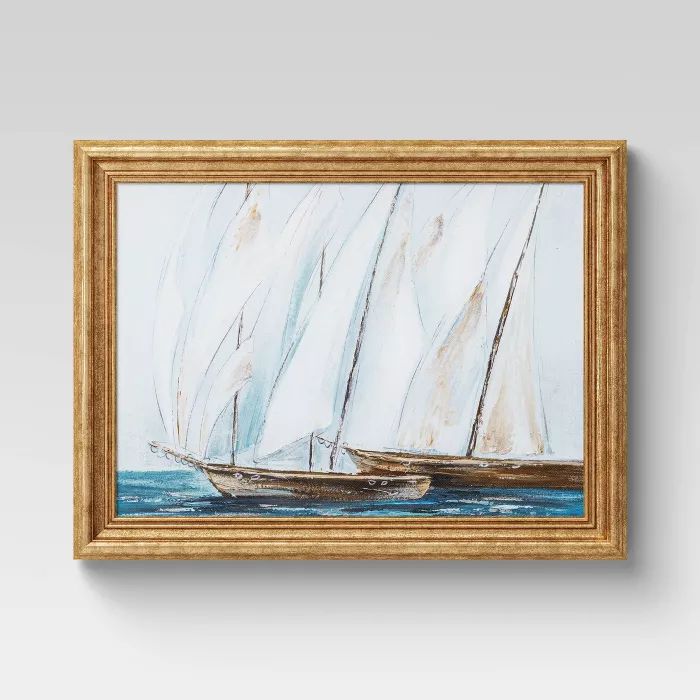 16&#34; x 12&#34; Sailboats Framed Wall Canvas - Threshold&#8482; | Target