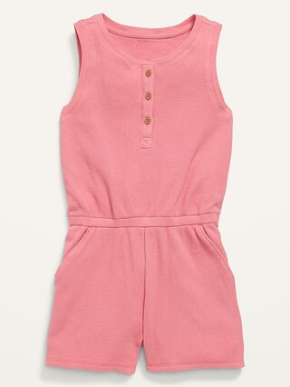 Sleeveless Waffle-Knit Romper for Girls | Old Navy (US)