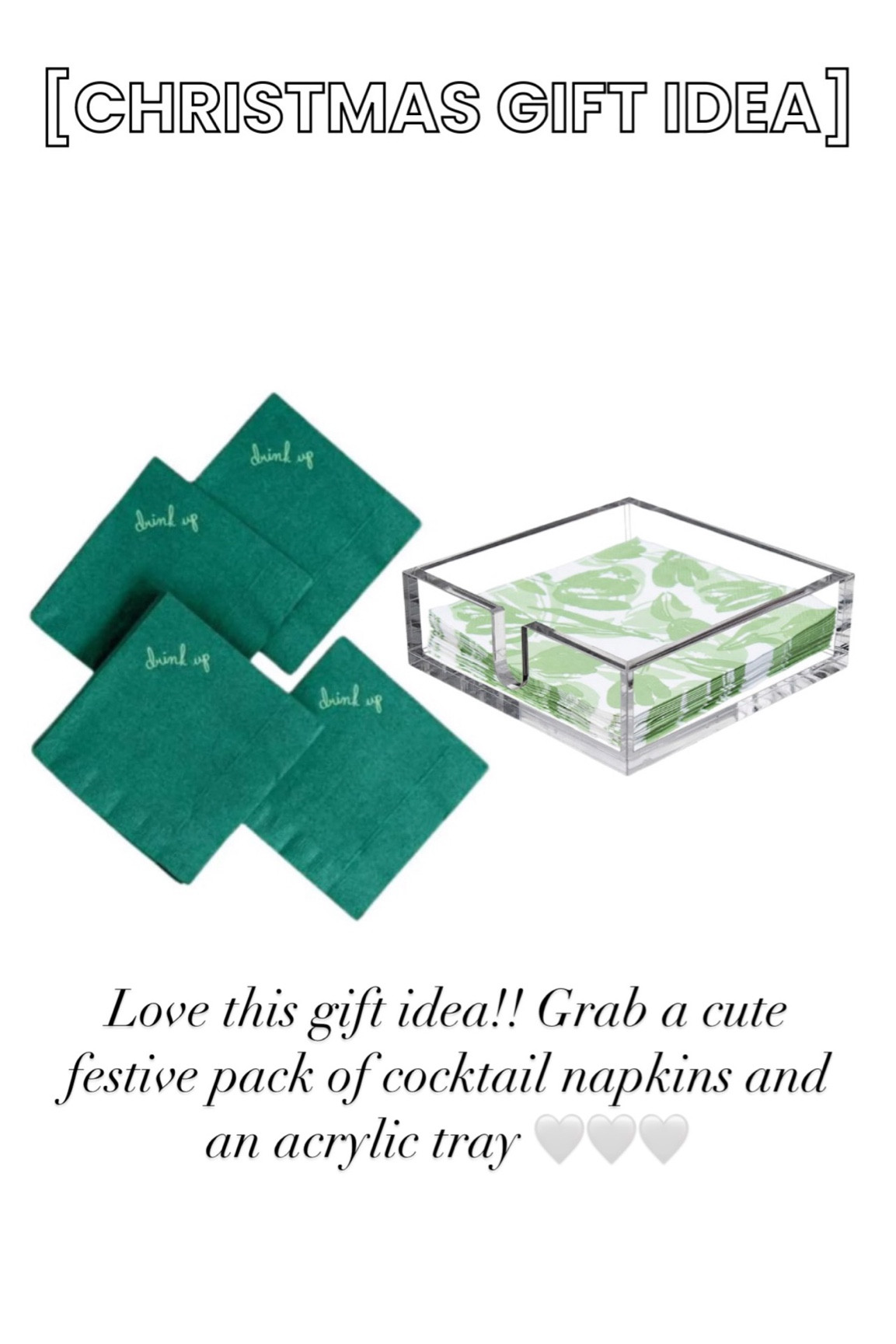 Cocktail napkin and acrylic tray gift idea 