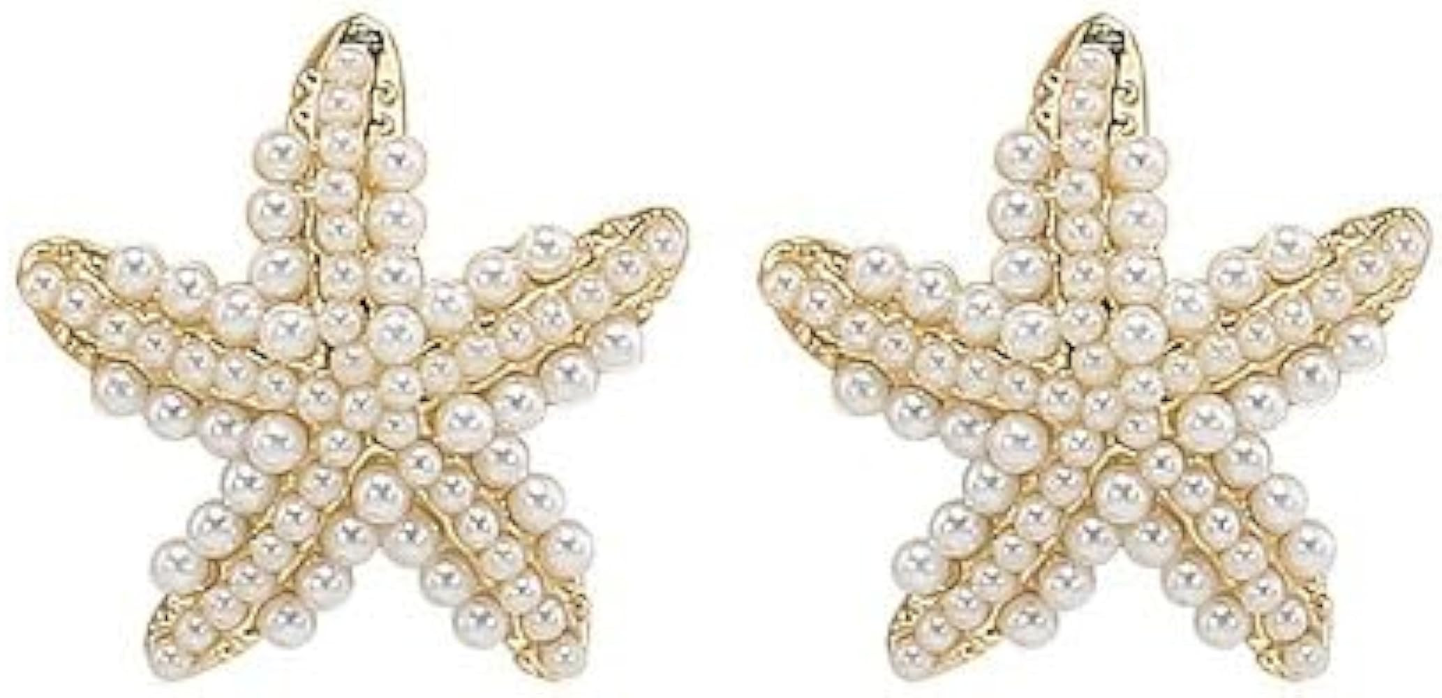 Starfish Earrings for Women Summer Earrings Rhinestone Starfish Earrings for Teen Girls Gold Seas... | Amazon (US)