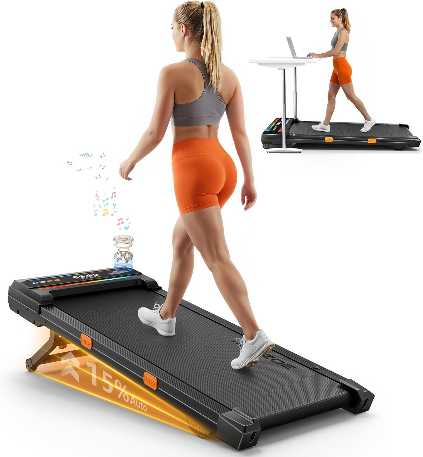 Walking Pad Treadmill with 15% Auto Incline, Under Desk Treadmill for Home | Amazon (US)