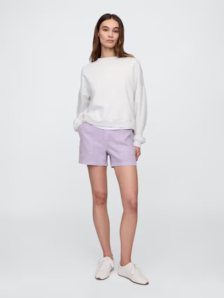 4" High Rise SuperSoft Denim Utility Shorts | Gap Factory