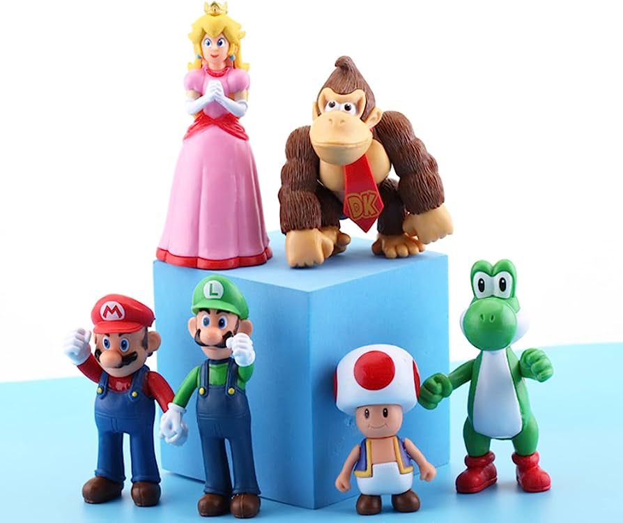 2.2Inch Super Cake Topper Mario Kart Princess Peach Kong Figures Toy Set of 6-Party Supplies Birt... | Amazon (US)
