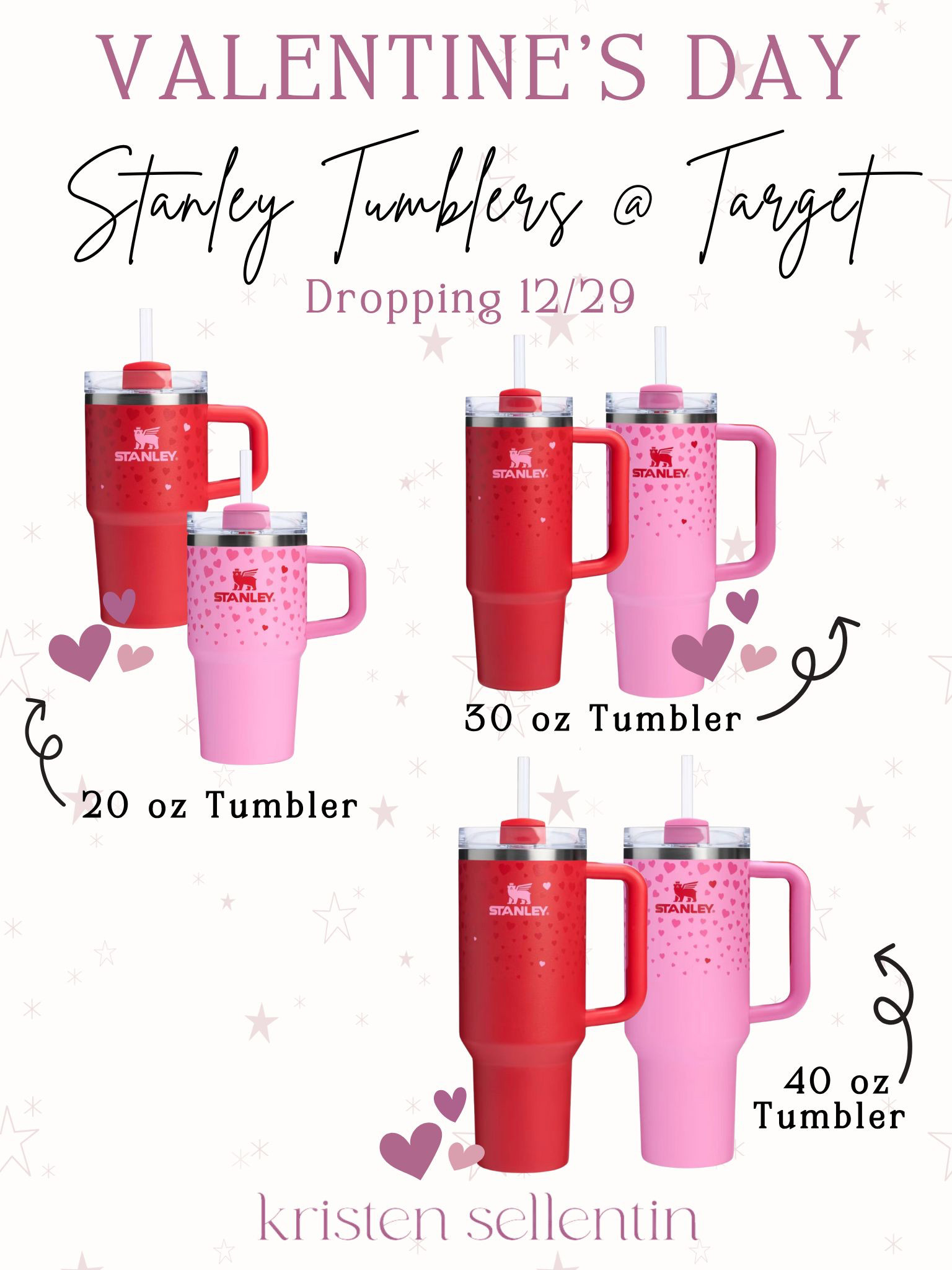NEW! V-Day Stanley's @ Target! New colors and style in 20, 30 and 40 oz tumblers. 

 

#LTKSeasonal #LTKHome #LTKFamily