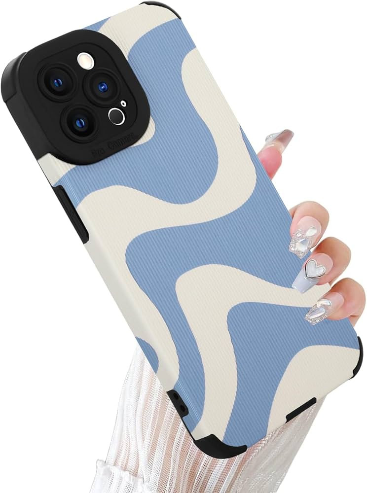 Compatible iPhone 13 Pro Max 6.7 "2021 Wave Pattern Mobile Phone Case, Soft TPU Bumper Silicone G... | Amazon (US)