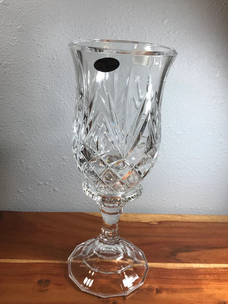 Deplomb 24% Lead Fine Crystal Cristal Cut Glass Hurricane Candle Holder Pillar 2 Piece 11.75 T X ... | Etsy (US)