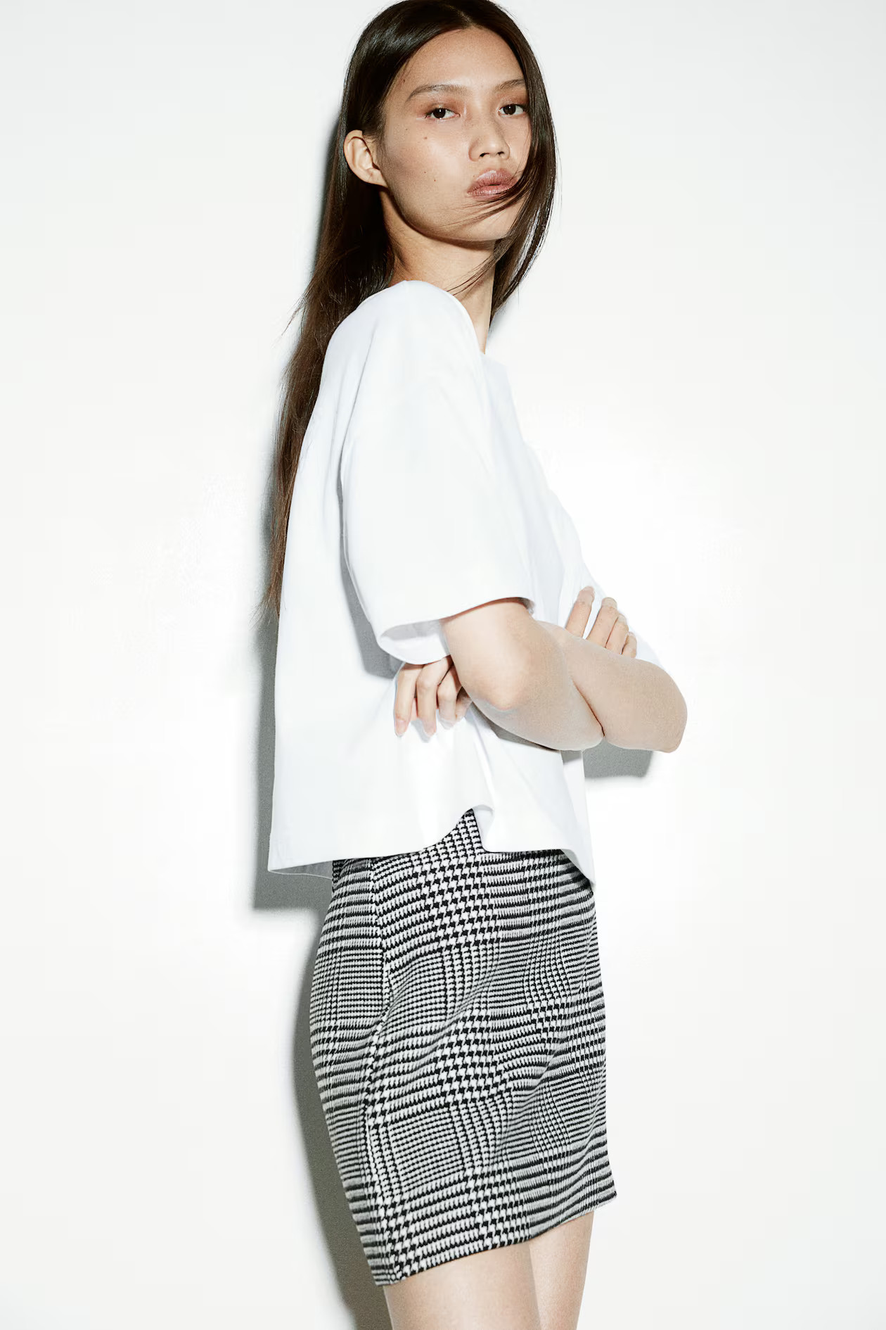 Mini Skirt - Black/checked - Ladies | H&M US | H&M (US + CA)