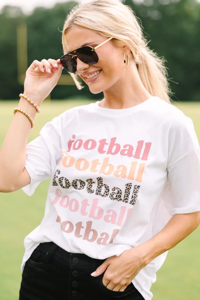 Football White Graphic Tee | The Mint Julep Boutique
