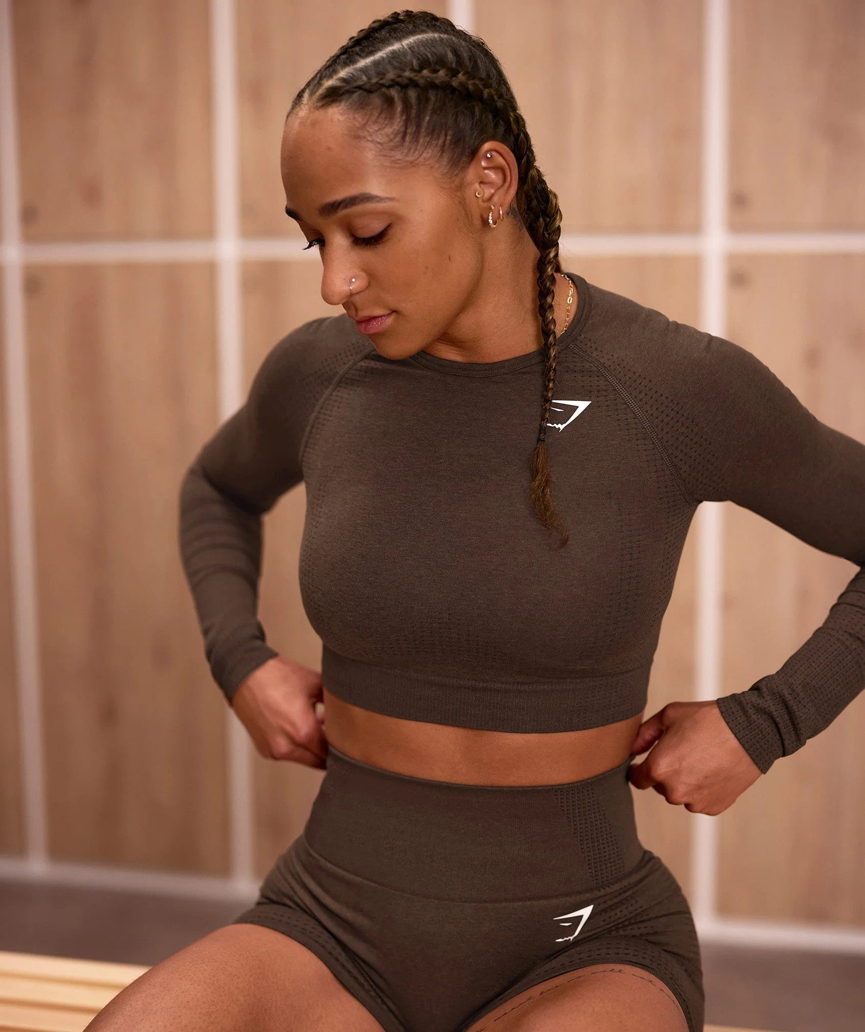 Gymshark Vital Crop Top - Espresso Marl | Gymshark US