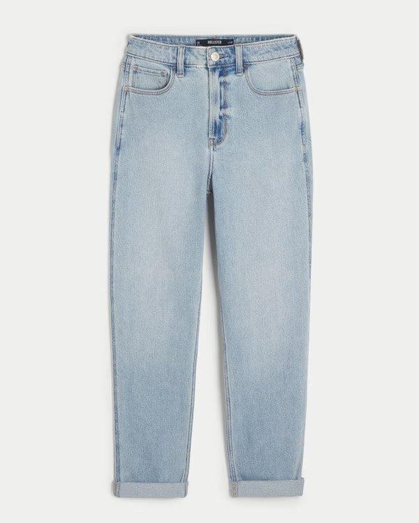 Women's Ultra High-Rise Light Wash Mom Jeans | Women's Bottoms | HollisterCo.com | Hollister (US)