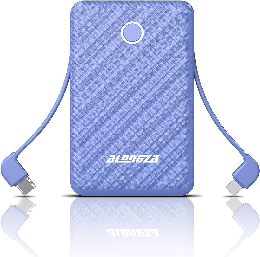 Alongza 6000mAh Small Portable Phone Charger with Built in Cable Lightweight Power Bank USB C Fas... | Amazon (US)