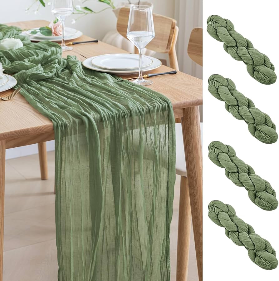 Asee'm 4PCS Table Runner Cheesecloth 10FT Sage Green Boho Gauze Fabric Rustic Sheer Cheese Cloth ... | Amazon (CA)