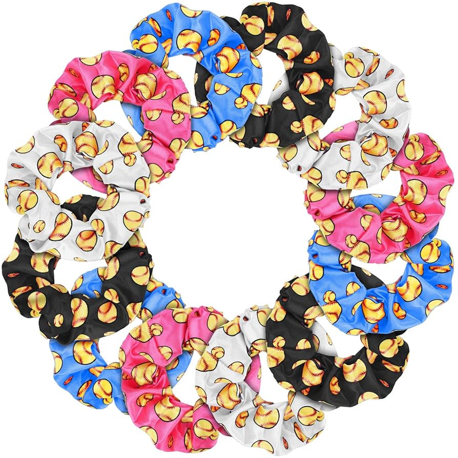 20 Pieces Softball Scrunchies Gifts for Girls Softball Party Favors Hair Ties Bulk Hair Accessori... | Amazon (US)
