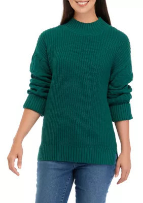 Crown & Ivy Women's Mock Neck Cuff Sleeve Sweater, Green, Xxl | Belk