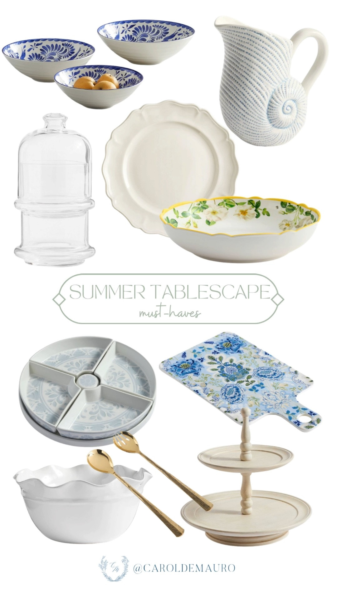 tablescape inspo, summer hosting, dinnerware, serveware, serving bowls, ceramic pitcher, scalloped plate, tiered dessert tray, floral serving tray, salad bowl, hostess must haves, pottery barn

#LTKHome #LTKSeasonal