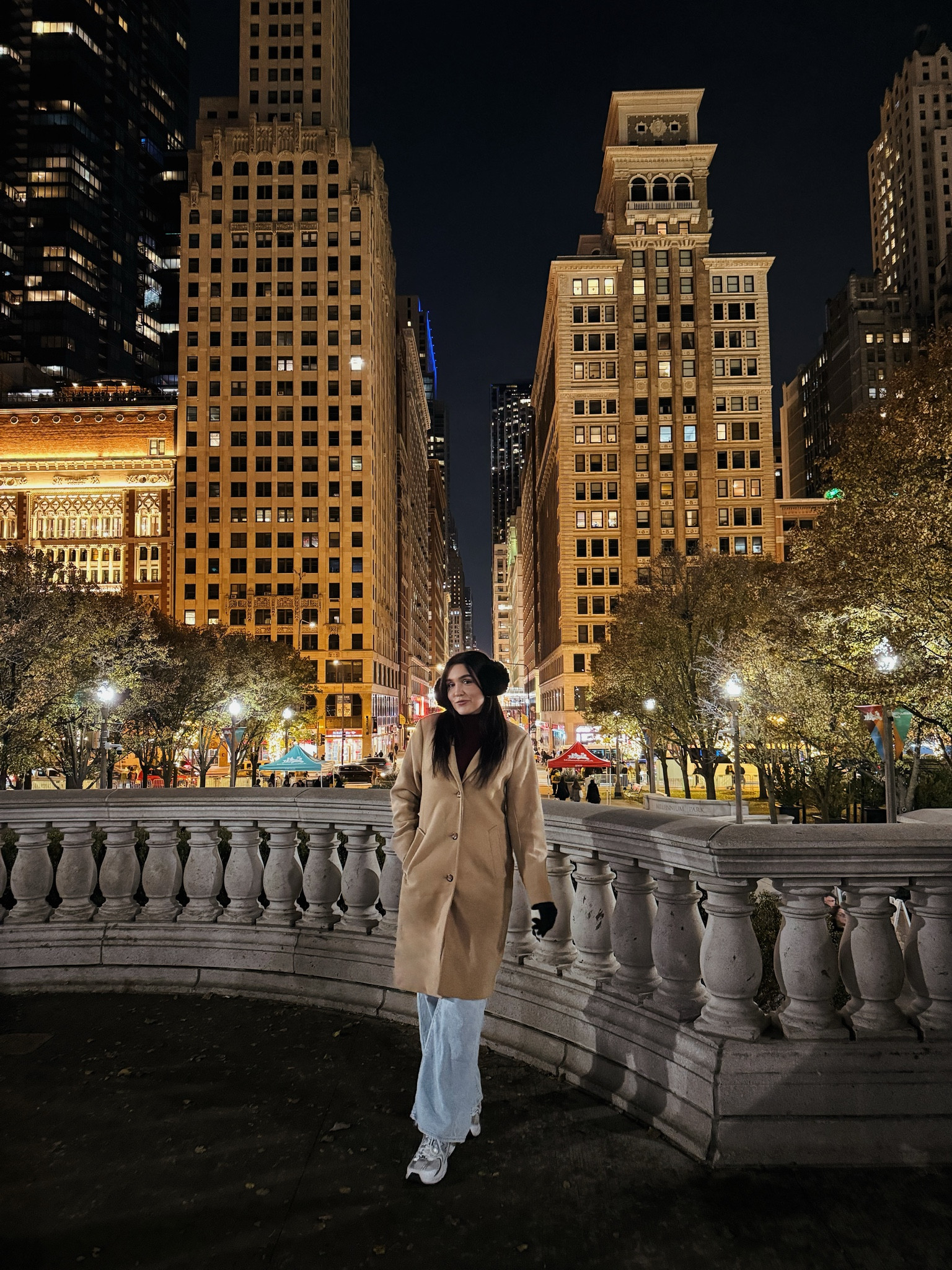 Chicago winter Christmas outfit, Abercrombie dad coat, camel coat, earmuffs, American eagle baggy jeans, new balance sneakers, gifts for her, casual winter outfit 

#LTKTravel #LTKHoliday #LTKSeasonal