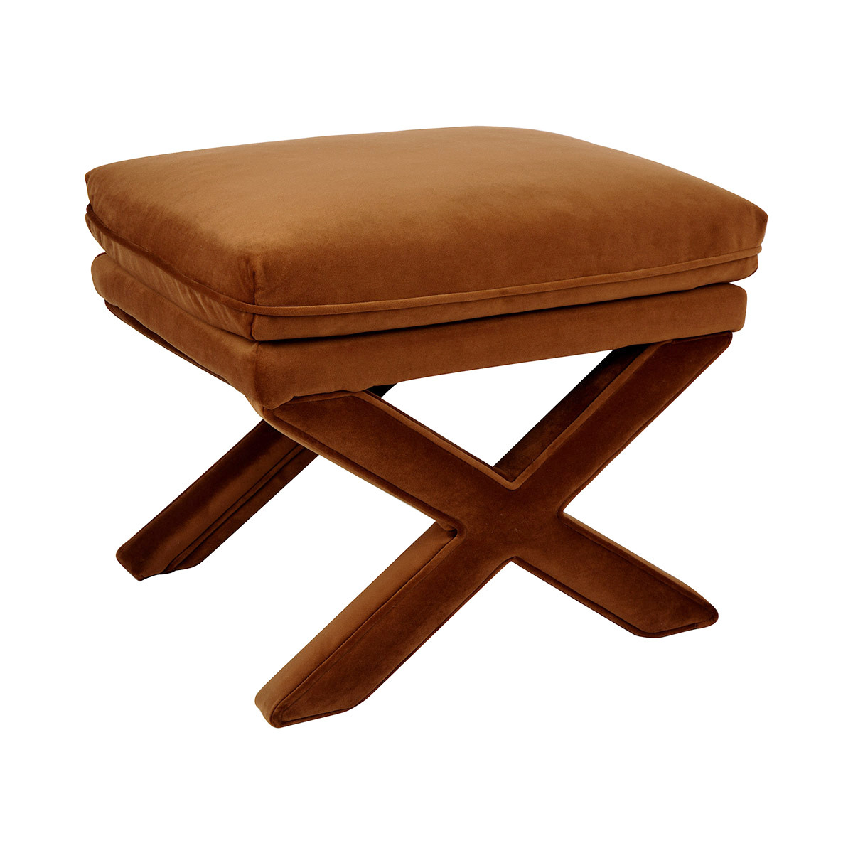 Caramel Evelyn Velvet Accent Stool | Temple & Webster AU